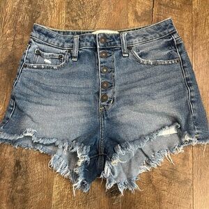Abercrombie & Fitch Curve Love High Rise Mom Short 28 Distressed Denim